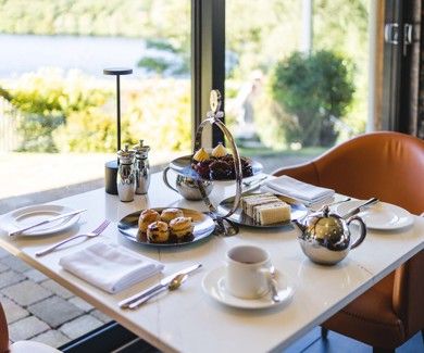 Scones, tea, cakes, sandwiches and tea served for afternoon tea at Pitlochry 5 star hotel ?? ''