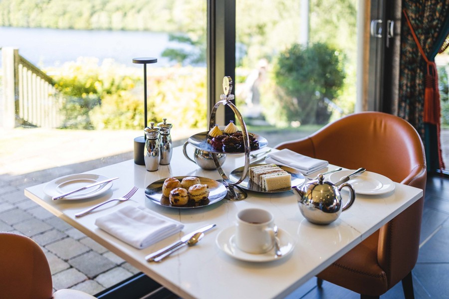 Scones, tea, cakes, sandwiches and tea served for afternoon tea at Pitlochry 5 star hotel ?? ''