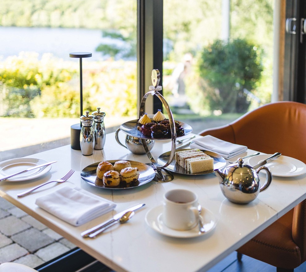Scones, tea, cakes, sandwiches and tea served for afternoon tea at Pitlochry 5 star hotel ?? ''