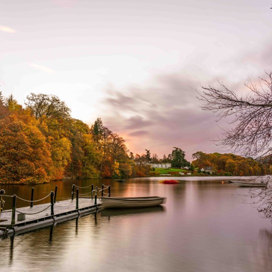 Boat and jetty on River Tummel in Pitlochry near Fonab Castle Luxury Hotel ?? ''