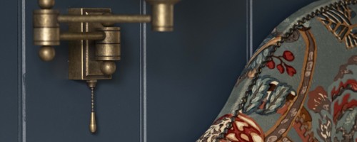 Balmoral Arms Detail Headboard Light Off